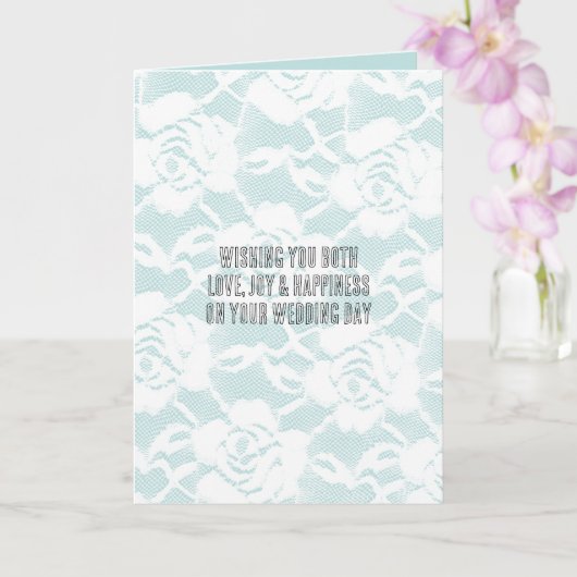 Mint witte kant rozen bloemenbruiloftsdag kaart (Orchidee)