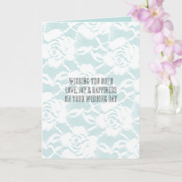 Mint witte kant rozen bloemenbruiloftsdag kaart
