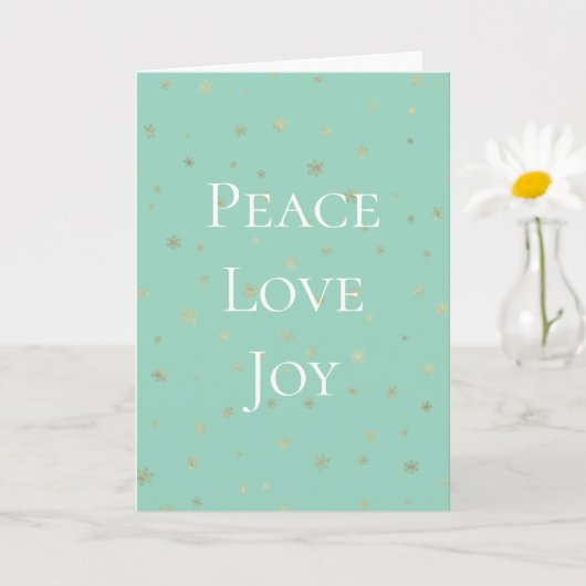 Mint Witte Kerst Gouden Sneeuwvlokken Kaart (Kleine Plant)