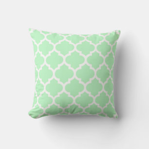 Mint Witte Marokkaanse Quatrefoil Patroon #5 Kussen