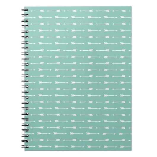 Mint & witte pijlen Modern Boho Pattern Notitieboe Notitieboek (Voorkant)