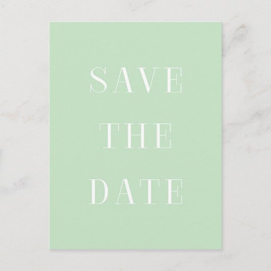 Mint & Witte SAVE THE DATE Modern Type Briefkaart (Voorkant)
