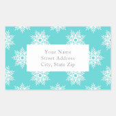 Mint witte sneeuwvlok patroon labels (Voorkant)