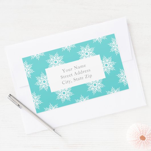 Mint witte sneeuwvlok patroon labels (Envelop)