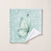 Mint Witte Stippen Vlinder Geloof Bad Handdoek (Wasdoekje)
