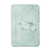 Mint Witte Stippen Vlinder Geloof Badmat (Voorkant Verticaal)