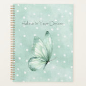 Mint Witte Stippen Vlinder Geloof Planner (Voorkant)