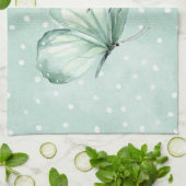 Mint Witte Stippen Vlinder Geloof Theedoek (Gevouwen)