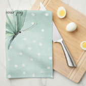 Mint Witte Stippen Vlinder Geloof Theedoek (Quarter Fold)