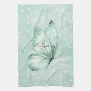 Mint Witte Stippen Vlinder Geloof Theedoek