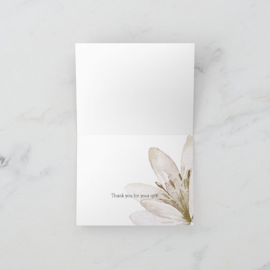 Mint Witte Waterverf Bloemige Dank je Bedankkaart (Binnen)