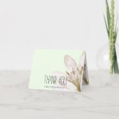 Mint Witte Waterverf Bloemige Dank je Bedankkaart (Voorkant)