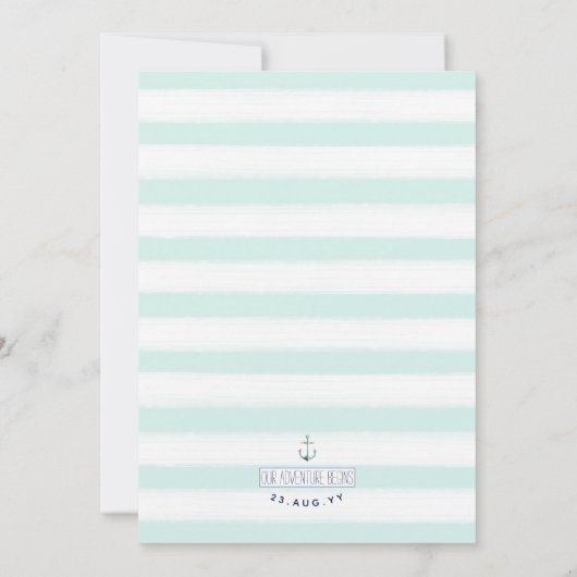 Mint & Witte Waterverf nautische knoop bruiloft Kaart (Achterkant)