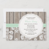 Mint Wood Rustic Bridal Shower Invitations Kaart (Voorkant)