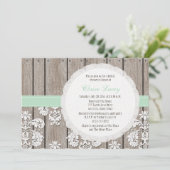 Mint Wood Rustic Bridal Shower Invitations Kaart (Staand voorkant)
