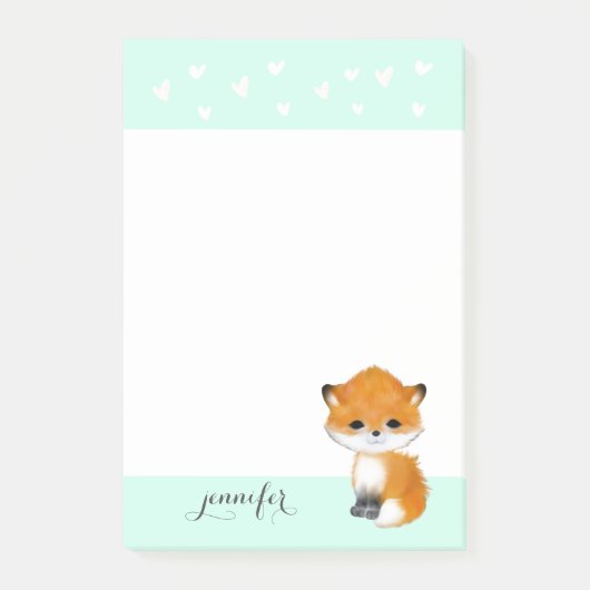 Mint Woodland Fox Heart Post het bericht Post-it® Notes (Voorkant)