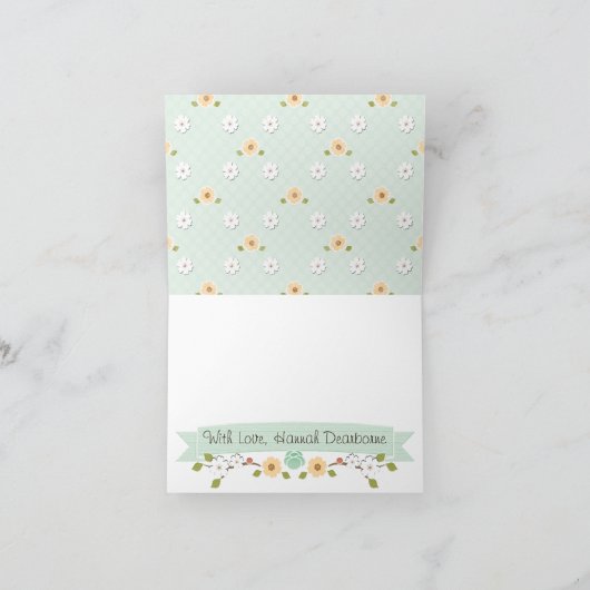 MINT WOODLAND HERTEN BABY SHOWER BEDANKKAART (Binnen)