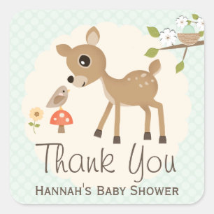 MINT Woodland Herten Baby shower Dank u Stickers