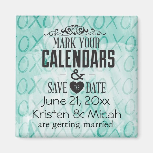 Mint XOXO Sla de datum op Magneet (Voorkant)