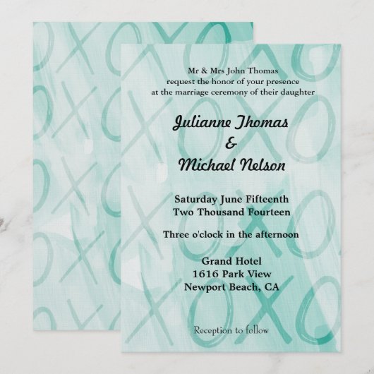 Mint XOXO Wedding Kaart (Voorkant / Achterkant)