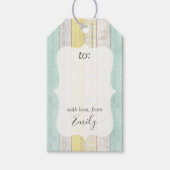 Mint & Yellow Boho Geo Wood Pattern Gepersonalisee Cadeaulabel (Voorkant)