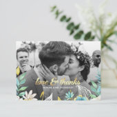 Mint Yellow Floral Bedankt voor je bruiloft fotoka Kaart (Staand voorkant)