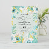 Mint Yellow Floral Burlap Wedding Kaart (Staand voorkant)