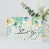 Mint | Yellow Floral Dank u bruiloft Kaart (Staand voorkant)