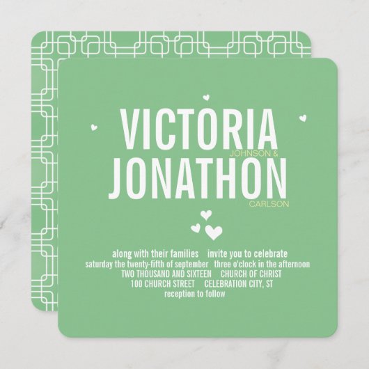 Mint Yellow Modern Geometric Pattern Typografie Kaart (Voorkant / Achterkant)