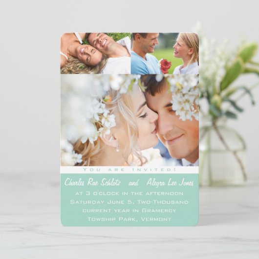 Mint Your Photo Wedding Invitations Kaart (Staand voorkant)
