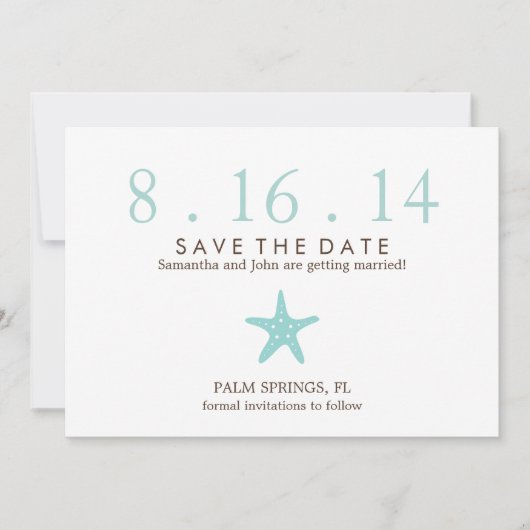 Mint Zeester Trouw Save the Date Kaart (Voorkant)