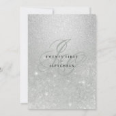 Mint zilver monogram initiaal ombre glitter bruilo kaart (Achterkant)