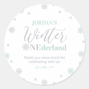 Mint Zilver Winter onederland Dank je sneeuw veel Ronde Sticker