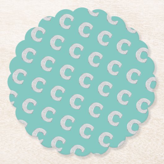 Mint zilveren letter C Kartonnen Onderzetters (Voorkant)