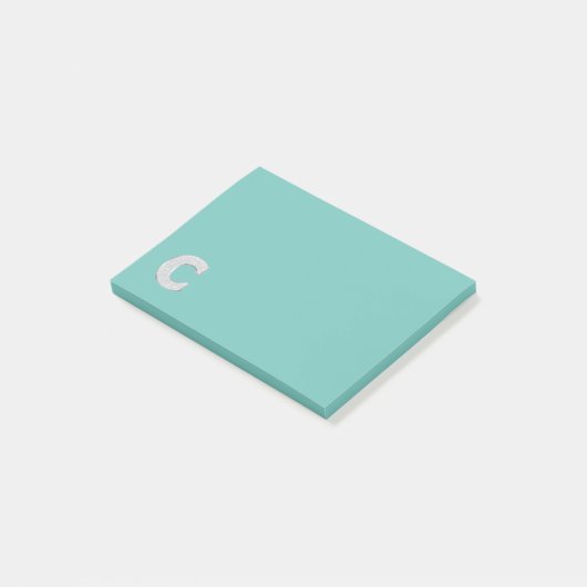 Mint zilveren letter C Post-it® Notes (Schuin)