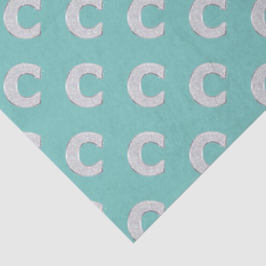 Mint zilveren letter C Tissuepapier (Detail)