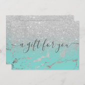 Mint zilverglitter marble ombre gift certificate (Voorkant / Achterkant)