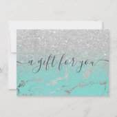 Mint zilverglitter marble ombre gift certificate (Voorkant)