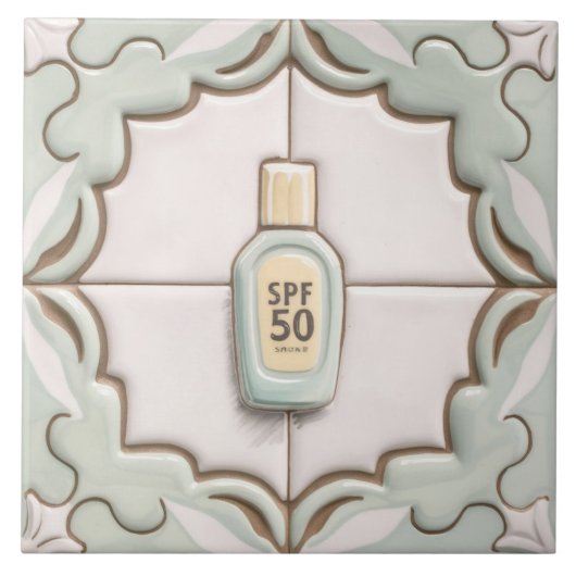 Mint Zonnescherm Zonnescherm Fles Grappige Badkame Tegeltje (Voorkant)