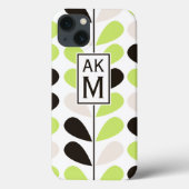 Mint & Zwart Bloemen Patroon iPad Mini Case (Achterkant)