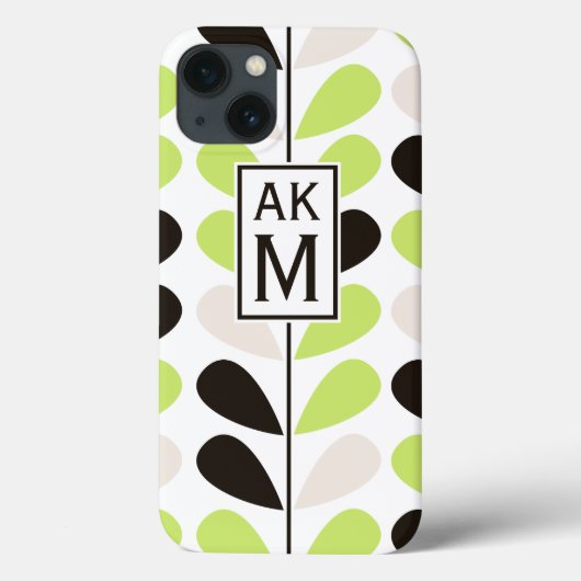 Mint & Zwart Bloemen Patroon iPad Mini Case (Achterkant)