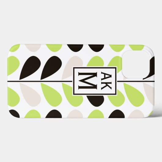 Mint & Zwart Bloemen Patroon iPad Mini Case (Achterkant (horizontaal))