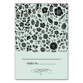 Mint | Zwart Bloemen Tafel Plaats Kaart (Voorkant)
