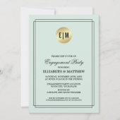 Mint, zwart, Gold Foil Engagement Party - Uitnodig Kaart (Voorkant)