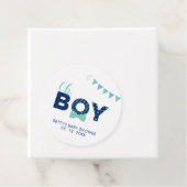 Mintblauw & Marineblauw | Moderne babyshower dank Bedankjes Labels (In situ)