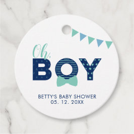 Mintblauw & Marineblauw | Moderne babyshower dank  Bedankjes Labels