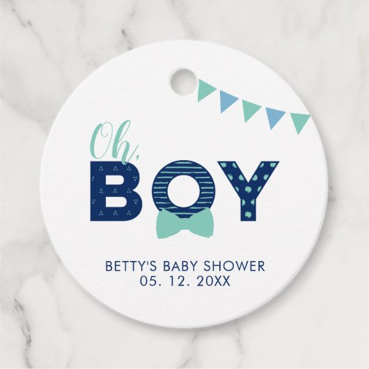 Mintblauw & Marineblauw | Moderne babyshower dank Bedankjes Labels (Voorkant)