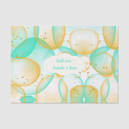 MintGreen Gold Bubbles Waterverf Custom Wedding Tissuepapier