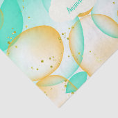 MintGreen Gold Bubbles Waterverf Custom Wedding Tissuepapier (Detail)