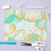 MintGreen Gold Bubbles Waterverf Custom Wedding Tissuepapier (Craft)